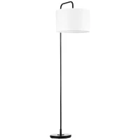 HOMCOM Vloerlamp met Voetschakelaar, Standaardlamp met Stoffen Kap, Staal, Wit(m-1)