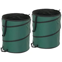 Outsunny 2x160L Waterdichte Tuinafvalzak met Draaglussen, Stabiel en Robuust, Groen(m-1)