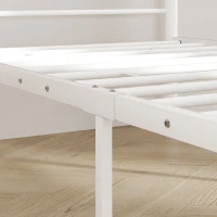 HOMCOM Eenpersoonsbedframe met Hoog Hoofdeinde, Eenvoudige Montage, Opbergruimte onder het Bed, Staal, Wit(m-8)