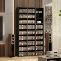 HOMCOM 835 CD/500 DVD Storage Unit, Blu-ray Media Storage Shelf with 27 Compartments and 21 Adjustable Shelves, Black(m-8)