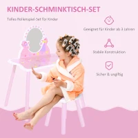 HOMCOM Kaptafel make-uptafel voor kinderen kapcommode make-upcommode met kruk(m-4)