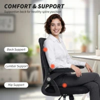 HOMCOM Office Chair, Mesh Desk Chair with Flip-up Armrests, Lumbar Support, Adjustable Height, Black(m-4)