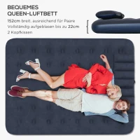 Outsunny Luchtmatras voor 2 Personen, met Handpomp, zacht & duurzaam, 203x152x22cm, Blauw(m-4)
