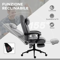 Vinsetto Sedia da Ufficio Reclinabile e Riscaldante con 6 Punti Massaggio e 5 Modalità, Grigio(m-6)