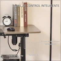 Vinsetto Escritorio Eléctrico con Altura Ajustable y 4 Teclas de Memoria para Oficina Hogar 140x70x72-116 cm Negro y Teca(m-5)
