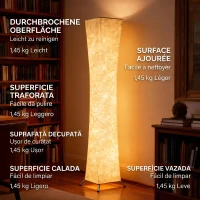 HOMCOM Lampă de Podea Modernă cu Comutator de Picior, din Oțel și Țesătură, 25x25x129 cm, Alb și Argintiu(m-7)