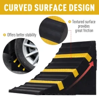 HOMCOM 2 PCs Rubber Wheel Chocks Heavy Duty Blocks for Vehicles, Cars, Caravan, Trailer with Handle 25L x 16W x 19H cm(m-5)
