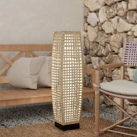 Outsunny Zonne Staande Lamp Rattan Zonne-lamp met Lichtsensor Automatische LED Boho-stijl IP44 Waterdicht(m-8)