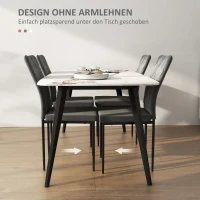 HOMCOM Set van 4 eetkamerstoelen met fluwelen uitstraling, moderne gestoffeerde stoelen met metalen poten, voor eetkamer, slaapkamer, keuken, grijs(m-7)