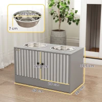 PawHut Suport pentru boluri de câini cu 2 boluri de 2 L din oțel inoxidabil și dulap inferior, din PAL, 60x30x35,5 cm, gri(m-3)