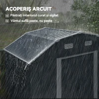 Outsunny Magazie pentru unelte cu rafturi reglabile și 2 ferestre, din oțel zincat, 238x132x198.5 cm, gri închis(m-6)