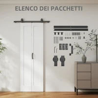 HOMCOM Porta Scorrevole a Libro Pieghevole a Portafoglio con Superficie Verniciabile, 70x210 cm, Bianco(m-7)