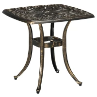 Outsunny bijzettafel terrastafel met parasolgat, aluminium frame voor tuin(m-10)