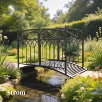 Outsunny Metalen tuinbrug 135,5 cm vijverbrug met veiligheidsleuningen antieke look roestbestendig eenvoudige montage(m-8)