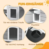 PawHut buiten kattenhuis mooi klein tuin 2 verdiepingen massief hout grijs(m-5)