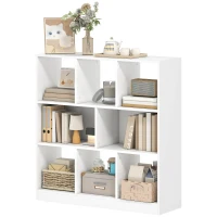 HOMCOM Boekenplank Staande Plank, 8 Plankvakken, 97,5 x 30 x 100 cm, Wit(m-10)