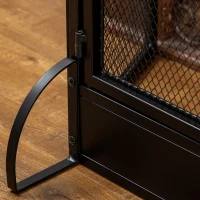 HOMCOM Parascintille Pieghevole a 3 Pannelli con Doppia Porta in Metallo, 120x11.5x79 cm, Nero(m-9)