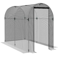 Outsunny Galvanised Steel Fruit Cage, Plant Protection Tent with Zipped Door, 1.2 x 2.4 x 1.9m, Black(m-1)
