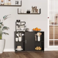 HOMCOM Support d'imprimante - Caisson d'organisation de Bureau Roulant - Dim. 100L x 40l x 71H cm en Bois Noir(m-2)