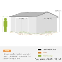 Outsunny 14 x 8ft Outdoor Garden Metal Storage Shed with Lockable Door, Tool Storage Box for Garden, Patio and Lawn, Grey(m-3)