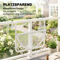 Outsunny Balkon hangtafel hangtafel in hoogte verstelbaar halfrond Ø30 cm terras metaal(m-5)