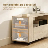 HOMCOM Dulap TV mobil pentru televizoare de până la 42", cu roți pivotante și frână, rafturi ajustabile și sertare, 102x34.5x48.5 cm, lemn(m-6)