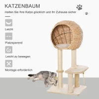 kattenboom krabpaal kitten meubel met kattengrot sisal zacht pluche beige(m-4)