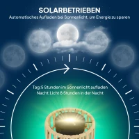 Outsunny Solar Staande Lamp Rattan met Lichtsensor 3 Automatische Lichtstanden in Boho-stijl IP44 Waterdicht(m-5)