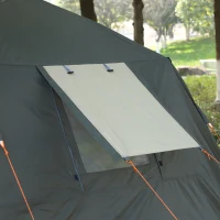 Outsunny Tente pop up montage instantané - tente de camping familiale 3-4 pers.  - 2 portes + 2 fenêtres + chambre - dim. 2,25L x 4,45l x 1,75H m fibre verre polyester oxford beige vert kaki(m-6)