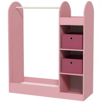 AIYAPLAY Appendiabiti per Bambini con Ripiani, Scatole e Specchio in Legno, Rosa(m-11)