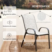 Outsunny Set da Giardino 3pz con 2 Sedie da Giardino 54x71x93 cm e Tavolino Rotondo Ø60x71 cm in Acciaio Grigio(m-6)