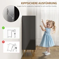 HOMCOM Schoenenkast met 2 Deuren, Schoenenrek, Schoenenopberging met 3 Verstelbare Planken 72 x 31,5 x 95 cm, Zwart(m-8)