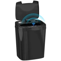 HOMCOM Cubo de Basura Cocina Automático 15 L con Sensor Infrarrojo y Modo Manual Anillo de Retención Antihuellas Negro(m-11)