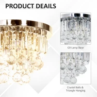 HOMCOM Round Crystal Lamp Chandelier Ceiling Mount Fixture For Living Room Dining Room Hallway Modern (7 Light), Ф35 x 24cm(m-5)