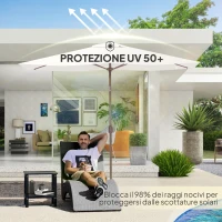 Outsunny Telo di Ricambio per Ombrellone Rettangolare 3x2 m a 6 Stecche, Poliestere Anti UV 50+, Beige(m-6)