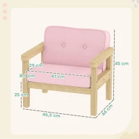 AIYAPLAY kinderfauteuil met ribstof-look, massieve houten poten, schuimstoel voor kinderkamer en speelkamer, 46,5 x 44 x 45 cm, voor kinderen 3-8 jaar Roze(m-3)