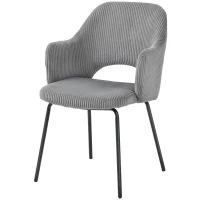 HOMCOM Eetkamerstoel, Corduroy Bekleding, Schaalvorm, Metalen Poten, Voetkussens, Grijs(m-10)