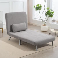HOMCOM Single Snow Flannel Chair Bed - Grey(m-10)