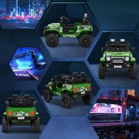 AIYAPLAY 12V Battery Powered Kids Ride-On Car, Electric Truck w/ Spring Suspension, Remote, Music, Horn, Lights, Green(m-9)