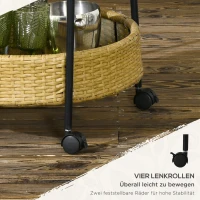 Outsunny Buitenserveerwagen, 2 niveaus, remmen, polyrattan, metalen frame, Φ50 x 66H cm, Geel(m-4)