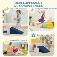 AIYAPLAY Parcours motricité bébé jouet d'escalade modulable 8 pièces housse lavable en velours 51 x 40 x 40 cm multicolore(m-7)