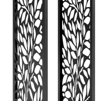 Outsunny Brandhoutrek 38 x 38 x 112 cm, verhoogd haardhoutrek met 4 haken, decoratieve uitsparingen, staal, tot 100 kg(m-12)