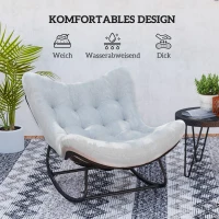 Outsunny Rattan Schommelstoel Tuinbank met Stalen Frame en Kussen Schommelbank 98 x 111 x 74 cm Grijs(m-5)
