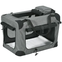 PawHut Oxford Fabric Folding Pet Carrier Bag Grey(m-11)