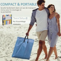Outsunny Lot de 2 tapis de plage pliants avec dossier réglable 5 positions, appui-tête, tissu Oxford, sac de transport(m-5)