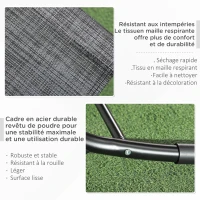 Outsunny Chaise longue à bascule avec tétière utilisation extérieure intérieure gris chiné(m-6)