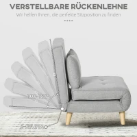 HOMCOM Slaapstoel, 6-staps Verstelbare Rugleuning, Linnenlook, tot 150 kg, Lichtgrijs(m-5)