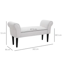 HOMCOM Panca Fondo Letto Imbottita con Braccioli Arrotolati e 4 Piedini, 102x35x51 cm, Grigia(m-3)