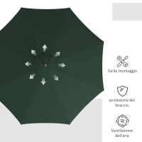 Outsunny Ombrellone da Giardino con Doppio Tettuccio, in Bambù e Poliestere, Ø325x250 cm, Verde(m-5)
