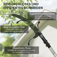 Outsunny Telescopische Takkenzaag 1,5–2,6 m met Vastzetmechanisme, Telescopische Handgreep, Antikleefmes Zwart(m-5)